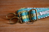 Long Hand Made Purse Strap, "Turquoise Corte" Chevron Back, Adjustable Strap, 29.5 to 51 inches