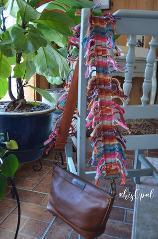 One of a Kind Hand Made Purse Strap, "Valencia Tassels" Rust Back, approx. 40 inches