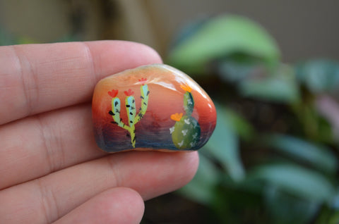 Cactus Fridge Magnet, Painted Rock Magnet, Mini Cactus Magnet, Refrigerator Magnet, Kitchen Decor