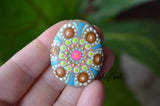 Cute Fridge Magnet, Hand Painted Rock, Beach colors Mandala Magnet, Refrigerator Magnet