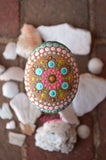 Beach Mandala, Hand Painted Rock, Mandala Stone, Beachy Colors Mandala