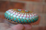 Beach Mandala, Hand Painted Rock, Mandala Stone, Beachy Colors Mandala