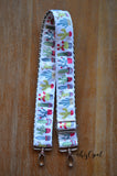 Hand Made Purse Strap, "Cacti on White" Chevron Back, Adjustable Strap, approx 27 to 46 inches