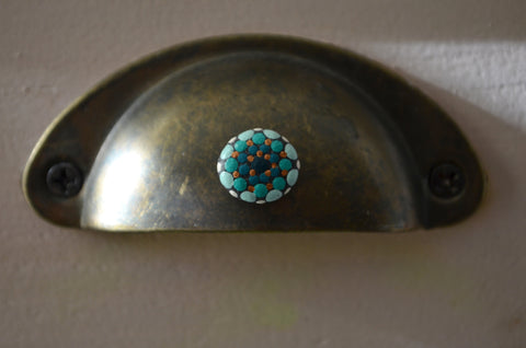 Cute Fridge Magnet, Hand Painted Rock, Teal Mandala Magnet, Tiny Refrigerator Magnet