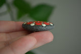 Cute Fridge Magnet, Hand Painted Rock, Red Mandala Magnet, Refrigerator Magnet