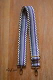 Hand Made Purse Strap, "Minty Fresh Thin Grey and Purple" Chevron Back, Adjustable Strap, approx. 26.5 to 45 inches