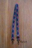 Hand Made Purse Strap, EXTRA LONG Skinny Strap 1 Inch Wide "Navy Cherries" Chevron Back, Adjustable Strap, approx. 31.5 to 56 inches