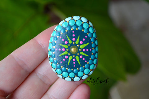 Teal Magnet, Cute Fridge Magnet, Painted Rock Magnet, Refrigerator Magnet, Kitchen Decor