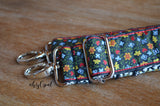 Hand Made Purse Strap, "Teeny Flowers" Chevron Back, Adjustable Strap, approx 27 to 46 inches