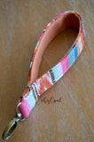 Hand Made Wrist Strap, "Valencia" Rust Back, approx. 8 inches, purse strap