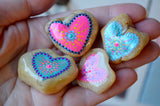 Painted Rock Hearts, Set of 4 Hand Painted Rocks, Mandala Painted Hearts, Love Amulet
