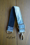Hand Made Adjustable Purse Strap Extender, Blue Ombre, Black Back Back, 8 to 11.5 inches