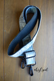 Hand Made Purse Strap, Blue Ombre, Black Back, Adjustable Cross Body Strap, 25 to 43 inches