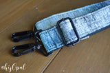 Hand Made Purse Strap, Blue Ombre, Black Back, Adjustable Cross Body Strap, 25 to 43 inches
