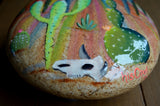 Painted Rock Desert, Cactus Rock, Cactus Garden, Hand Painted Rock, Southwestern Patio Decor