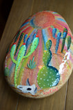 Painted Rock Desert, Cactus Rock, Cactus Garden, Hand Painted Rock, Southwestern Patio Decor