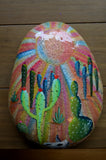 Painted Rock Desert, Cactus Rock, Cactus Garden, Hand Painted Rock, Southwestern Patio Decor