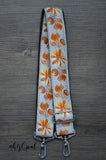 Hand Made Purse Strap, Baby Blue "Dandelion Sprout" Brown Back, Adjustable Strap, 25 to 43.5 inches