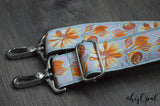 Hand Made Purse Strap, Baby Blue "Dandelion Sprout" Brown Back, Adjustable Strap, 25 to 43.5 inches