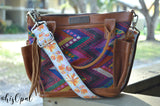 Hand Made Purse Strap, Baby Blue "Dandelion Sprout" Brown Back, Adjustable Strap, 25 to 43.5 inches