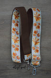 Hand Made Purse Strap, Baby Blue "Dandelion Sprout" Brown Back, Adjustable Strap, 25 to 43.5 inches