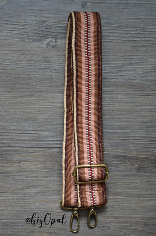 Hand Made Purse Strap, "Esperanza" Brown Back, Adjustable Strap, 24 to 41.5 inches
