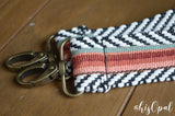 Hand Made Purse Strap, "Esperanza" Chevron Back, Over the Shoulder Strap 27.5 inches