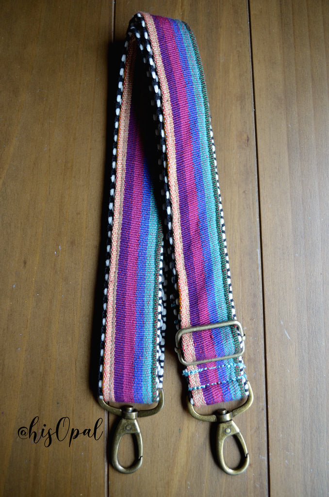 Hand Made Purse Strap, "Fauxvana© Pink" Chevron Back, Adjustable Strap, approx. 26 to 44.5 inches