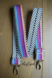 Hand Made Purse Strap, "Fauxvana© Pink" Chevron Back, Adjustable Strap, approx. 26 to 44.5 inches
