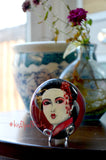 Painted Geisha Rock, Hand Painted Rock, Geisha Girl, Japanese Art, Japanese Decor, Geiko