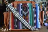 Hand Made Adjustable Purse Strap, Houndstooth Print, Black Back, 24.5 to 42 inches