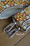 Hand Made Purse Strap, Boho Floral Print, Khaki Back, Cross Body Strap, 42.5 inches