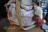 Hand Made Purse Strap, Boho Floral Print, Khaki Back, Cross Body Strap, 42.5 inches