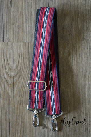 Hand Made Purse Strap, "Lobo" Black Back, Adjustable Strap, 24 to 43 inches