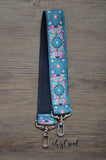 Hand Made Purse Strap, "Mantra" Navy Back, Over the Shoulder Strap, 21 inches