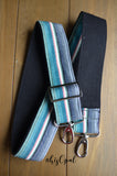 Hand Made Purse Strap, 2 inch wide, "Minty Fresh" Black Back, Adjustable Strap, 26 to 44.5 inches