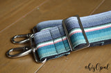 Hand Made Purse Strap, 2 inch wide, "Minty Fresh" Black Back, Adjustable Strap, 26 to 44.5 inches