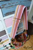 Hand Made Purse Strap, 2 inch wide, "Minty Fresh Sunset" Black and White Striped Back, Adjustable Strap, 26.5 to 46 inches