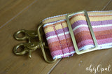 Hand Made Purse Strap, 2 inch wide, "Minty Fresh Sunset" Black and White Striped Back, Adjustable Strap, 26.5 to 46 inches