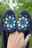 Hand Painted Mandala Shoes, Painted Shoes, Slip On Loafers, Fits Size 7.5-8, Name Brand (canvas section)