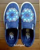 Mandala Canvas Shoes, Painted Shoes, Slip On Shoes, Hand Painted Sneakers, Painted Vans Size 6.5 Mens, Size 8 Womens