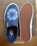 Mandala Canvas Shoes, Painted Shoes, Slip On Shoes, Hand Painted Sneakers, Painted Vans Size 6.5 Mens, Size 8 Womens