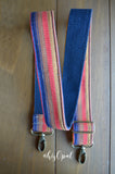 Hand Made Purse Strap, "Sunset" Navy Back, Adjustable Strap, 25 to 43 inches