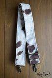 Hand Made Adjustable Purse Strap, Cow Hair Print, Brown Back, 26.5 to 45 inches