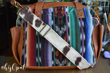 Hand Made Adjustable Purse Strap, Cow Hair Print, Brown Back, 26.5 to 45 inches