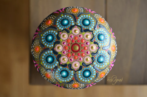 Mandala Stone, Hand Painted Rock, Lotus Flower Design, Mandala Rock, Boho Decor
