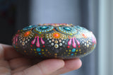 Mandala Stone, Hand Painted Rock, Lotus Flower Design, Mandala Rock, Boho Decor