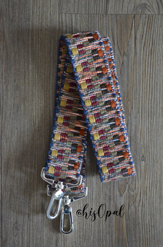 Hand Made Purse Strap, "Earth" Over the Shoulder Strap, woven Japanese strap, 31 inches