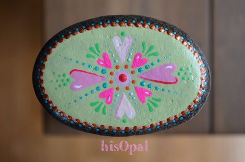 Valentine Painted Rock, Hand Painted Stone, Heart Art, hisOpal Rocks, gift for her