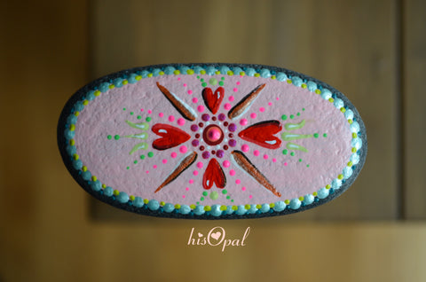 Valentine Painted Rock, Hand Painted Stone, Heart Art, hisOpal Rocks, gift for her